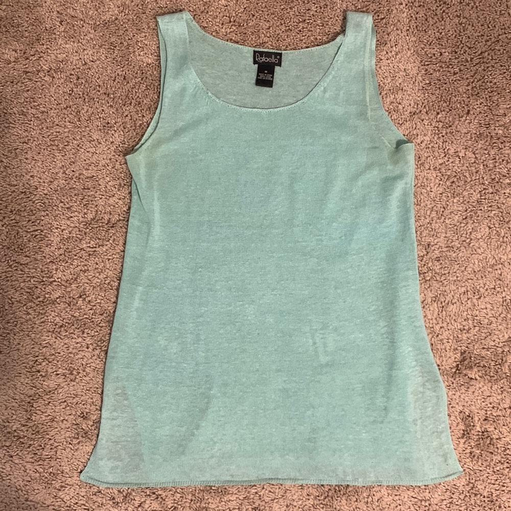 Gorgeous Aqua Rafaella lightweight side slit sweater tank size M